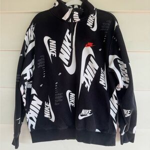 Nike Black and White All-Over Logo Sweatshirt L